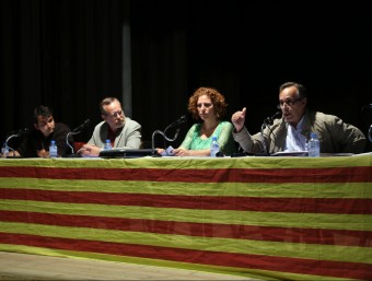 Riera (CUP), Casadellà (Anglès 2015), Desset (CiU) i Espinet (PAU), en el debat d'aquest diari, el dia 18 QUIM PUIG