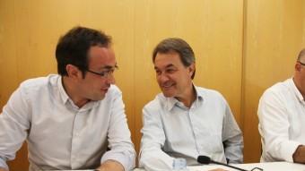 Josep Rull, Artur Mas i Lluís Corominas, ahir, en l'executiva de Convergència ELISABETH MAGRE