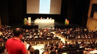 Un moment de l'Assemblea Nacional de la CUP, celebrada aquest dissabte a la Universitat Jaume I de Castelló de la Plana ACN