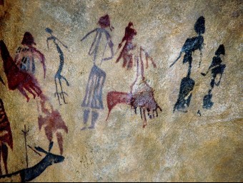 Part del conjunt de pintures rupestres de la Roca dels Moros.  DEPARTAMENT DE CULTURA