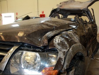 El 4x4 que ha bolcat en l'accident d'aquest dissabte a Besalú ACN