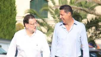 Xavier García Albiol i Mariano Rajoy, arribant a l'Hotel Jaime I de Castelldefels ACN