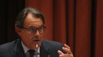 El president de la Generalitat, Artur Mas, durant la compareixença d'aquest dimecres al Parlament ORIOL DURAN