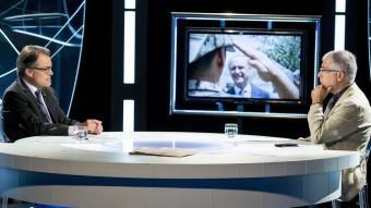 Artur Mas i Xevi Xirgo durant l'entrevista d'ahir a El Punt Avui TV ALBERT SALAMÉ