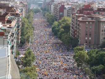 Vista aèria de la Meridiana cap a les quatre de la tarda, aquest divendres a Barcelona ACN