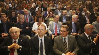 Andreu Mas-Colell, Oriol Amat, Artur Mas i Felip Puig, en l'acte “Empresaris pel sí” ORIOL DURAN
