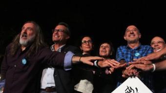 Artur Mas, Marta Rovira i altres candidats de Junts pel Sí en un acte a Tarragona el 17 de setembre ACN