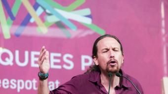 El líder de Podem, Pablo Iglesias, en l'acte de Catalunya Sí que es Pot d'aquest diumenge a Blanes