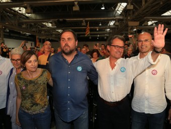 Junqueras, Mas i Romeva, ahir al míting de Junts pel Sí ANDREU PUIG
