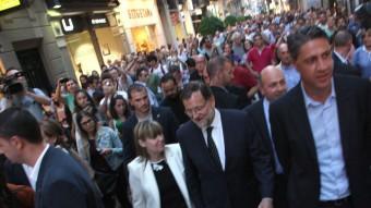 El líder del PP, Mariano Rajoy, i el candidat popular per al 27-S, Xavier Garcia Albiol, aquest dimarts a Reus ACN