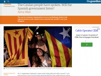 L'article d'Artur Mas al web ‘The guardian'