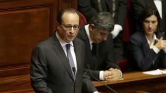 Hollande, durant la seva intervenció al Congrés REUTERS