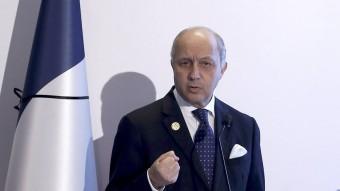 Laurent Fabius, ministre francès d'Exteriors, adreçant-se a la premsa després de la reunió d'ahir, a Antalya E.T. / REUTERS