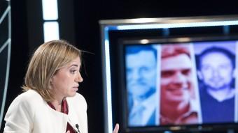 La candidata socialista, Carme Chacón, durant l'entrevista a El Punt Avui TV JOSEP LOSADA
