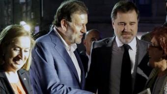 Mariano Rajoy, ahir a Pontevedra, després d'haver rebut l'agressió EFE