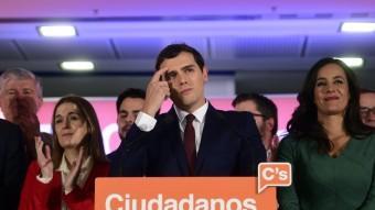 Albert Rivera, valorant els resultats ahir a Madrid AFP / PIERRE-PHILIPPE MARCOU