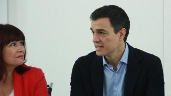 Pedro Sánchez, Micaela Navarro i César Luena, a l'executiva del PSOE ACN