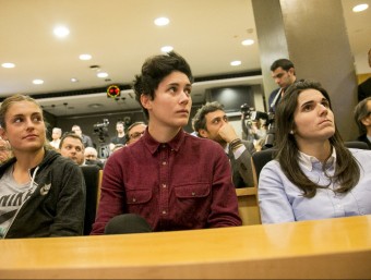 Alèxia Putellas, Laura Ràfols i Andrea Pereira, a la presentació del partit ALBERT SALAMÉ