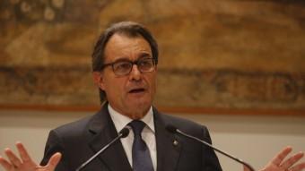 Artur Mas durant la roda de premsa aquest dissabte al Palau de la Generalitat ORIOL DURAN