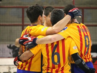 Els jugadors del Barça celebren un gol en una imatge d'arxiu RFEP / ALBA TARRÉS