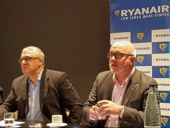 José Espartero , responsable de Ryanair a l'Estat espanyol, i David O'Brien, director comercial de la companyia irlandesa, dimecres passat a Barcelona EP