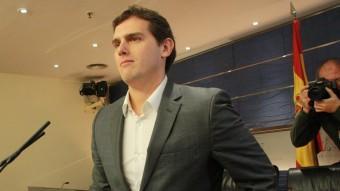 El líder de C's, Albert Rivera, aquest dimarts en roda de premsa al Congrés ACN