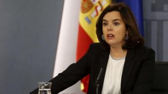 La portaveu del govern espanyol, Soraya Sáenz de Santamaría, aquest divendres a La Moncloa EFE