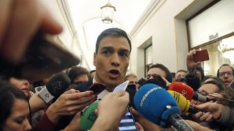 El candidat del PSOE, Pedro Sánchez, després del debat d'investidura d'aquest divendres, al Congrés dels Diputats EFE