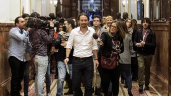 El líder de Podem, Pablo Iglesias, dimecres passat al Congrés EFE