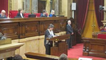 Gabriela Serra, diputada de la CUP, aquest dimecres al ple sobre la pobresa EUROPA PRESS