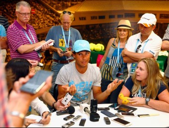 Rafa Nadal durant la roda de premsa d'ahir al torneig d'Indian Wells AFP