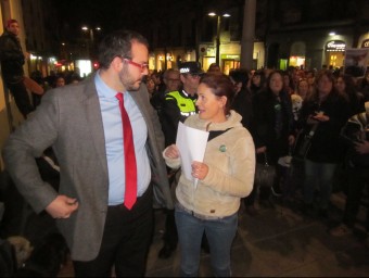 L'alcalde David Bote i la presidenta de l'SPAM, Sílvia Serra, durant la manifestació del gener passat LL.M