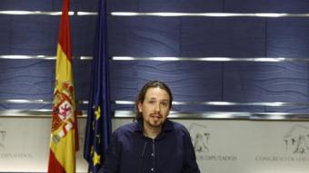 El secretari general de Podem, Pablo Iglesias, ahir al Congrés EUROPA PRESS