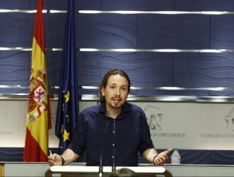El secretari general de Podem, Pablo Iglesias, ahir al Congrés EUROPA PRESS