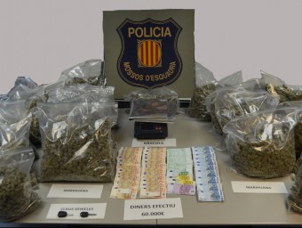 La marihuana i els diners que la policia va comissar en el dispositiu efectuat dimecres CEM