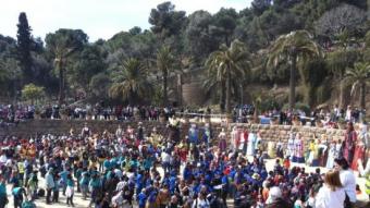 La colla gegantera Anxaneta ha participat ha moltes trobades, com aquesta celebrada a l'escola Virolai, a Barcelona. J. JOVER