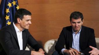 Pedro Sánchez i Albert Rivera en la reunió que van mantenir el 29 de març REUTERS