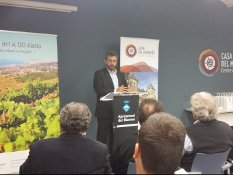 Andreu Francisco, president del Consorci d'Enoturisme DO Alella, durant la presentació ahir de la Ruta del Vi DO Alella N.S.I