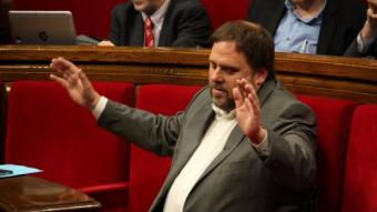 El líder d'ERC, Oriol Junqueras, aquest dimecres al Parlament ACN