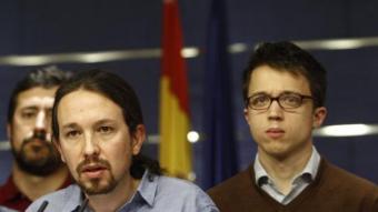 Els dirigents de Podem Pablo Iglesias i Íñigo Errejón, en una roda de premsa al Congrés dels Diputats EUROPA PRESS