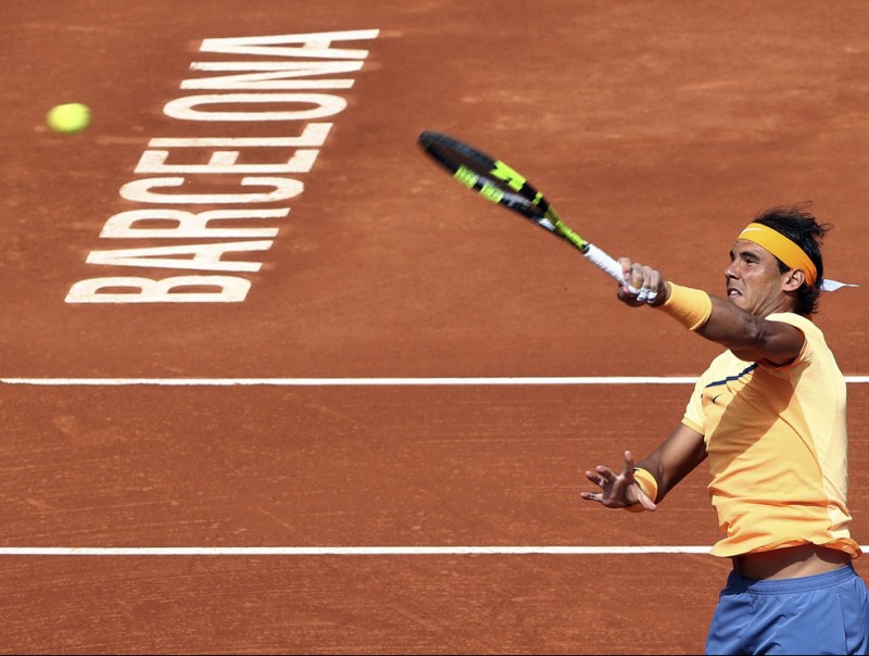 Esmaixada de Rafa Nadal durant el partit de vuitens d'ahir contra Albert Montañés TONI ALBIR / EFE