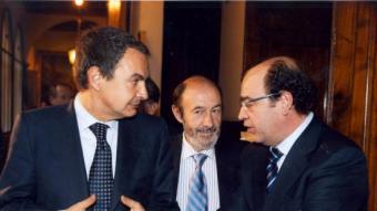 Jordi Casas, amb Rodríguez Zapatero i López Rubalcaba, quan era senador el 2006 UNIÓ DEMOCRÀTICA
