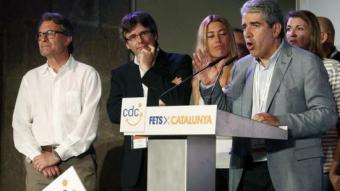 Artur Mas i Carles Puigdemont i Míriam Nogueras van acompanyar Francesc Homs en la seva compareixença EFE