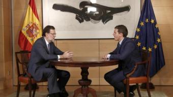 Rajoy i Rivera en la reunió d'ahir al Congrés en la qual van incorporar per primera vegada una taula entre ells chema moya / efe