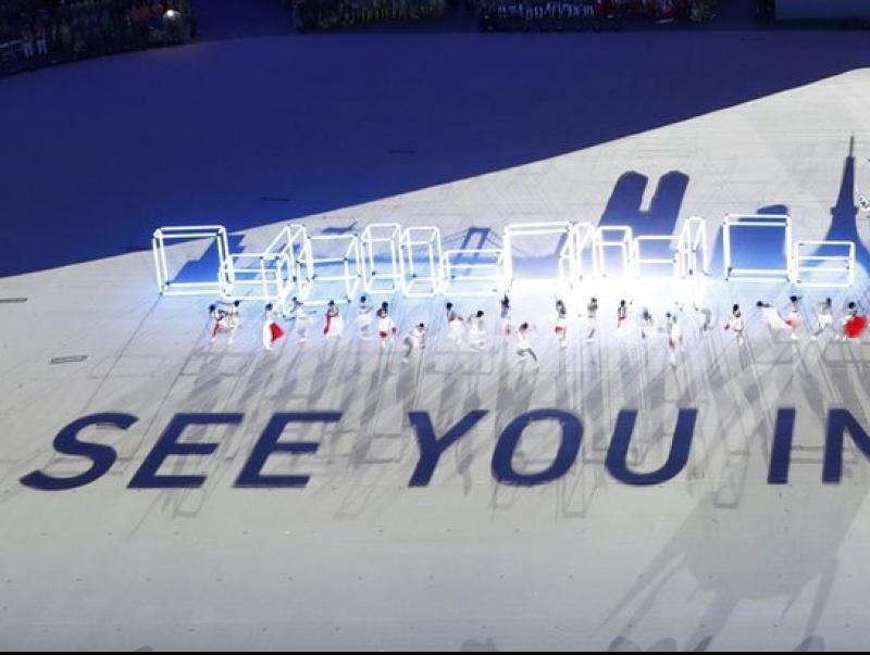 Un muntatge en la cerimònia de clausura convidava els espectadors als pròxims Jocs, els de Tòquio del 2020 REUTERS
