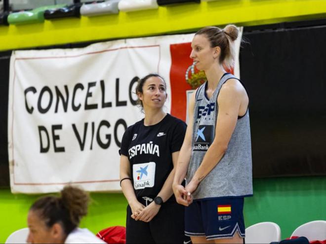 Sílvia Domínguez i Laura Gil en un entrenament a Vigo el passat mes de juny.
