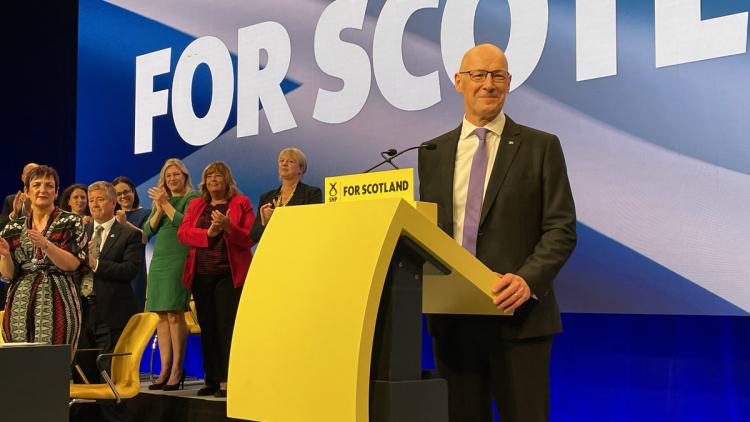 El ministre principal d’Escòcia, John Swinney, en un acte del Partit Nacional Escocès, l’1 de setembre passat a Edimburg