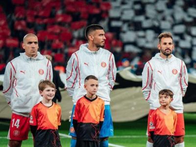 Oriol Romeu , Paulo Gazzaniga i Cristhian Stuani, en un moment històric per al Girona, a París