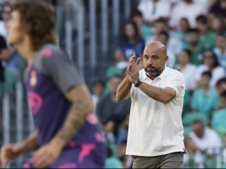 Manolo González, durant el partit