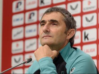 Valverde , ahir, a la sala de premsa de Lezama